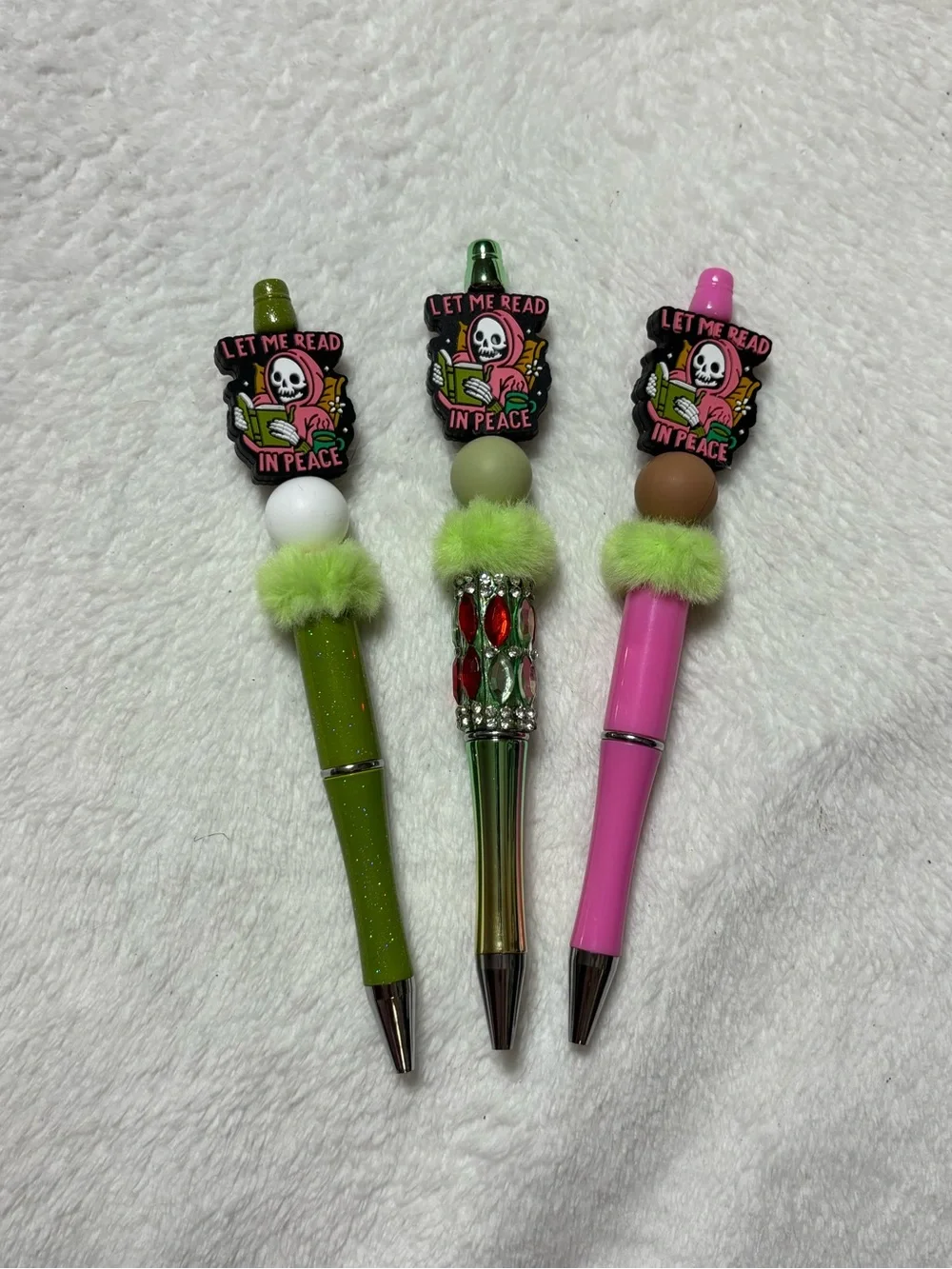 Fancy Beaded Bookclub Pen Sets with Bookish Words Spooky, Spicy, Read